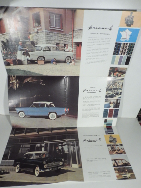 Invito ai viaggi. La Simca presenta le Arianes 60. Pieghevole pubblicitario